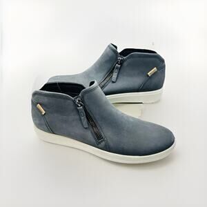 ECCO Soft 7 Low Bootie Grey Nubuck Leather Women’s Shoes Size 8-8.5 (EU39) NWOB
